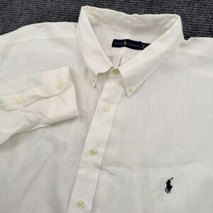 Polo Ralph Lauren L/S Button Down Shirt Men's Size 4XB Light Linen Solid White